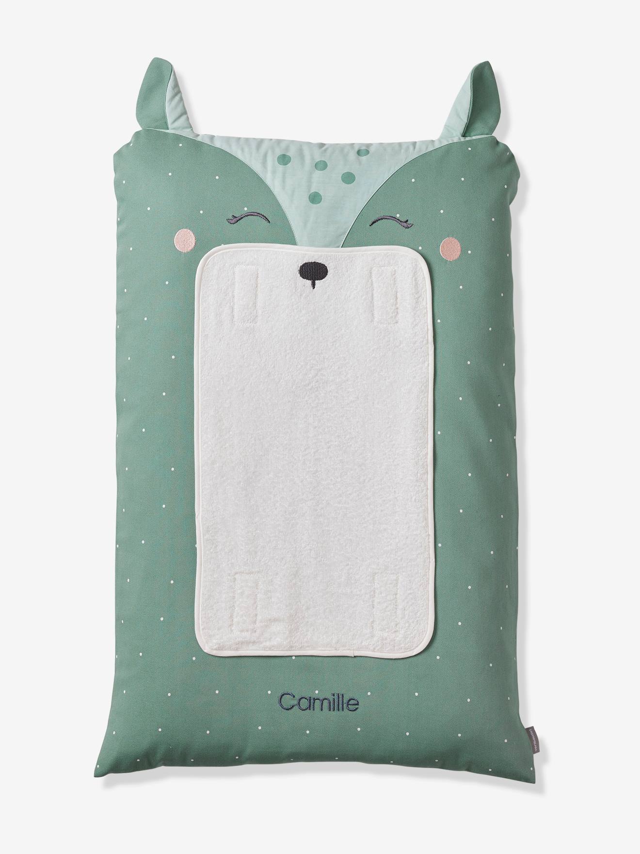 Housse de matelas à langer personnalisable BICHE vert imprimé