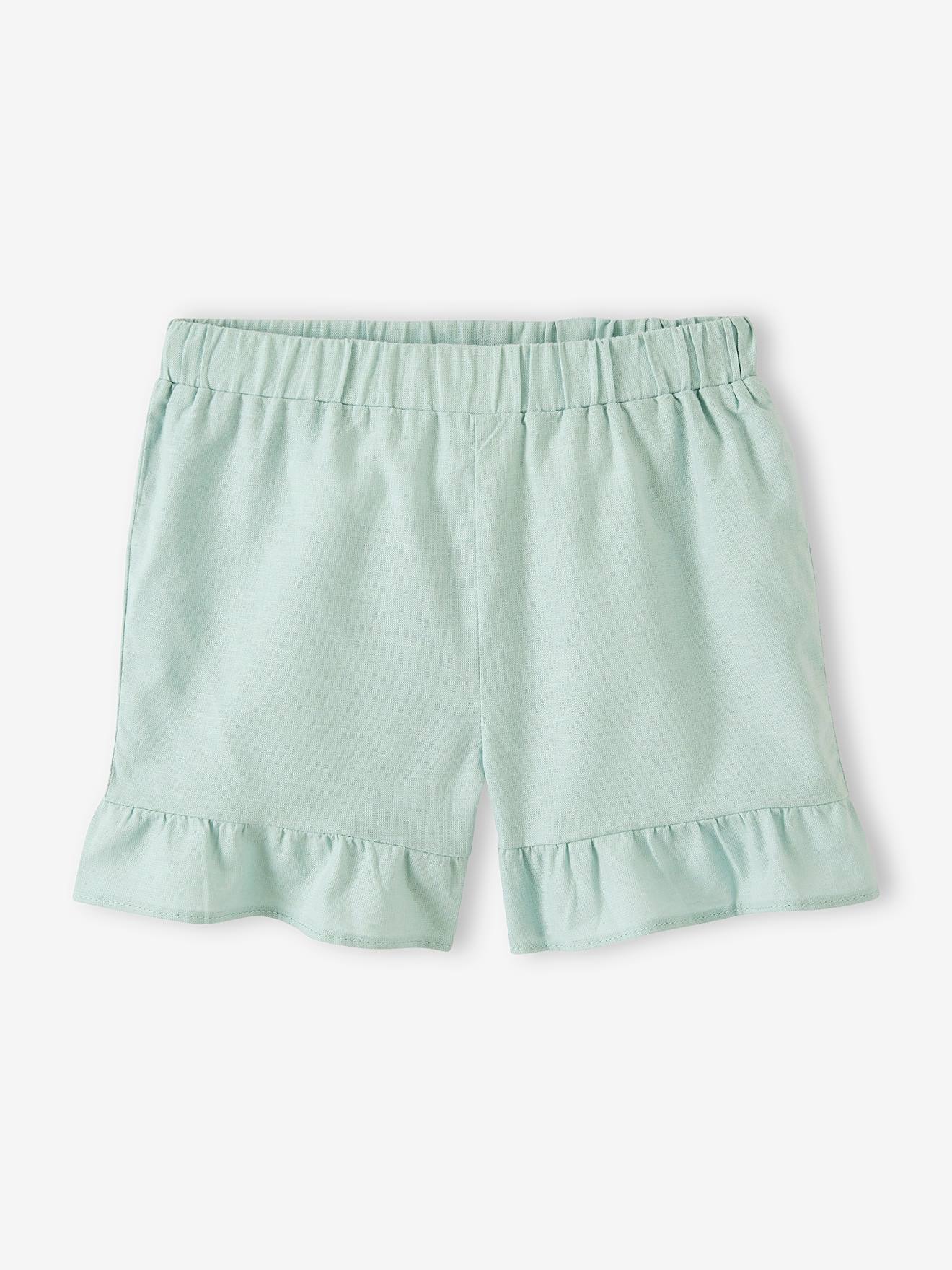 Short à volants fille vert d'eau