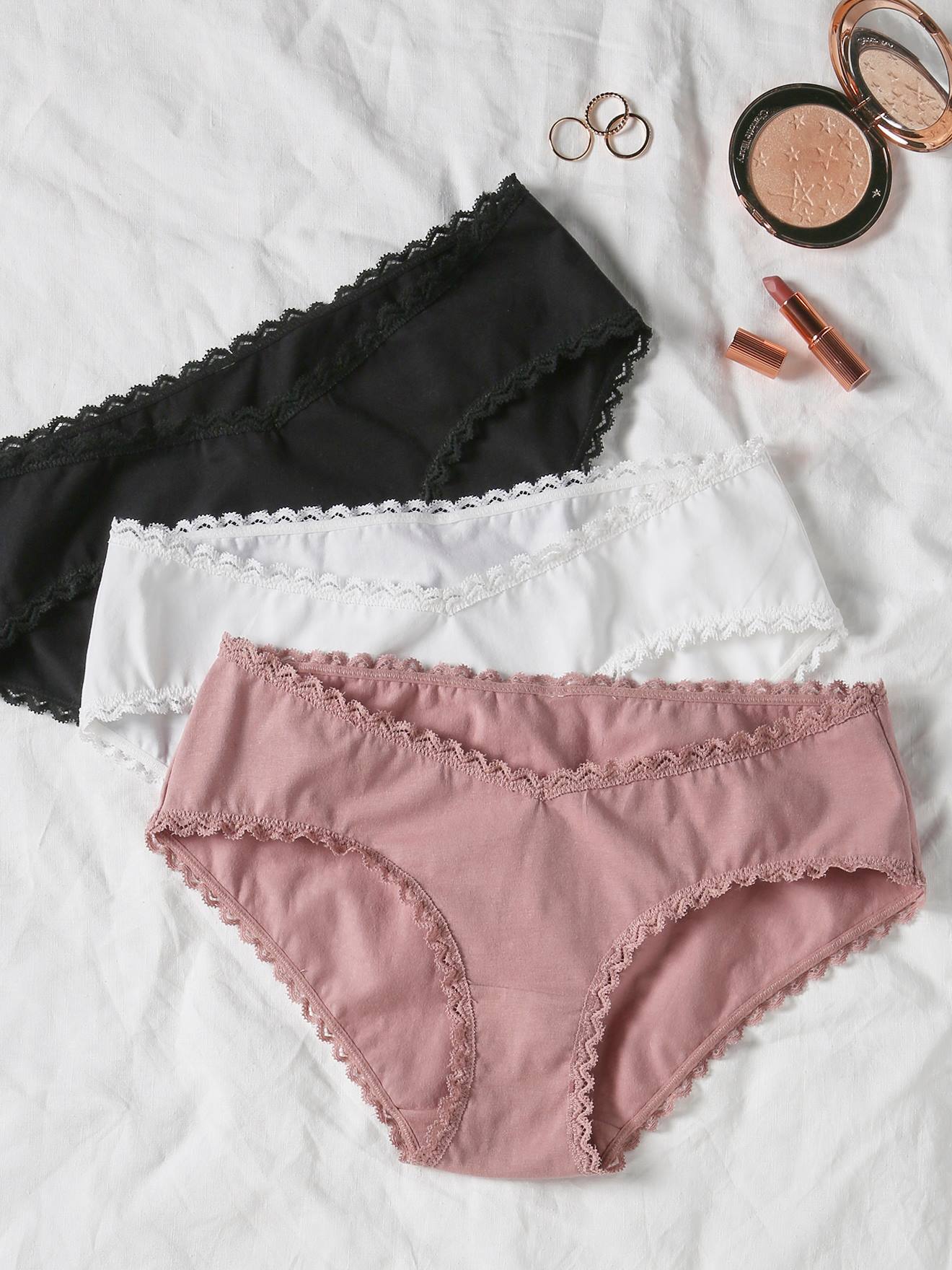 Pack de 3 culottes en coton bio ENVIE DE FRAISE bois de rose