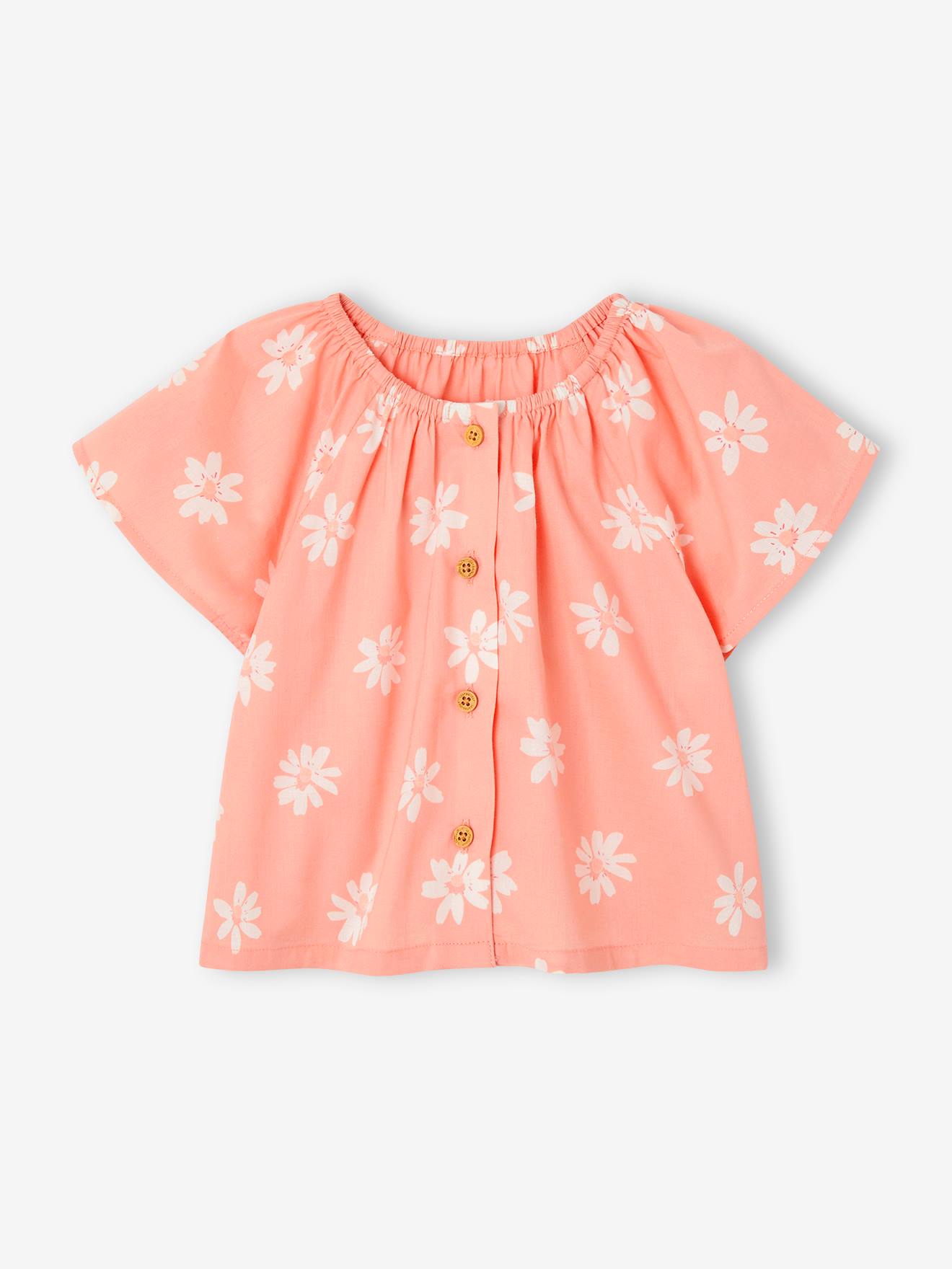 Vertbaudet - Blouse fleurie bébé pêche