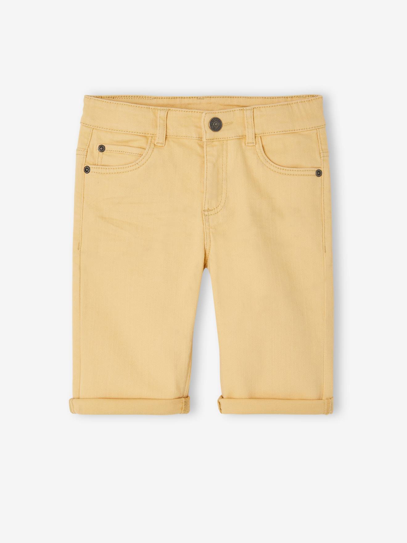 Bermuda couleur garçon en toile jaune pâle