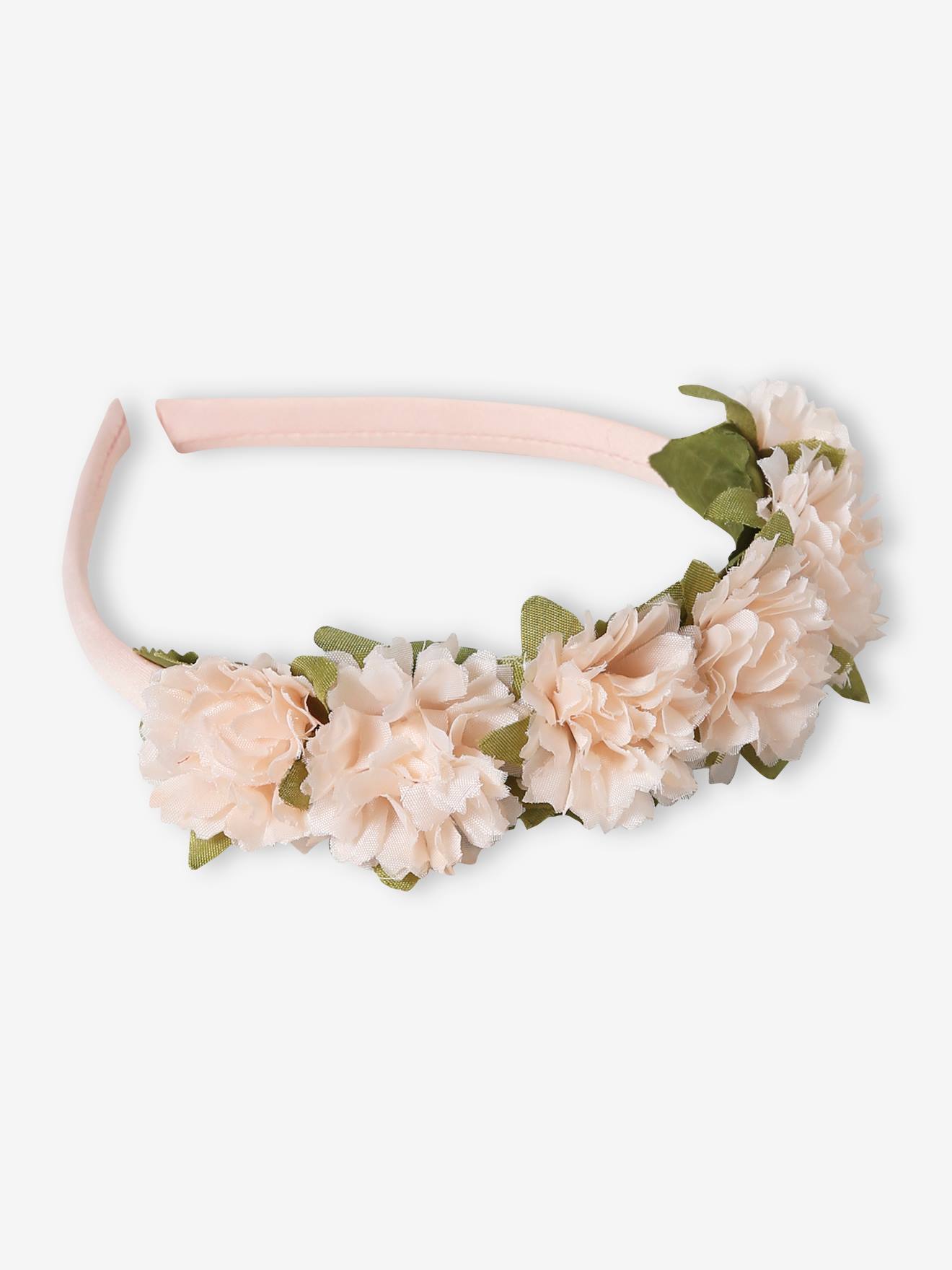 Serre-tête recouvert de fleurs pêche