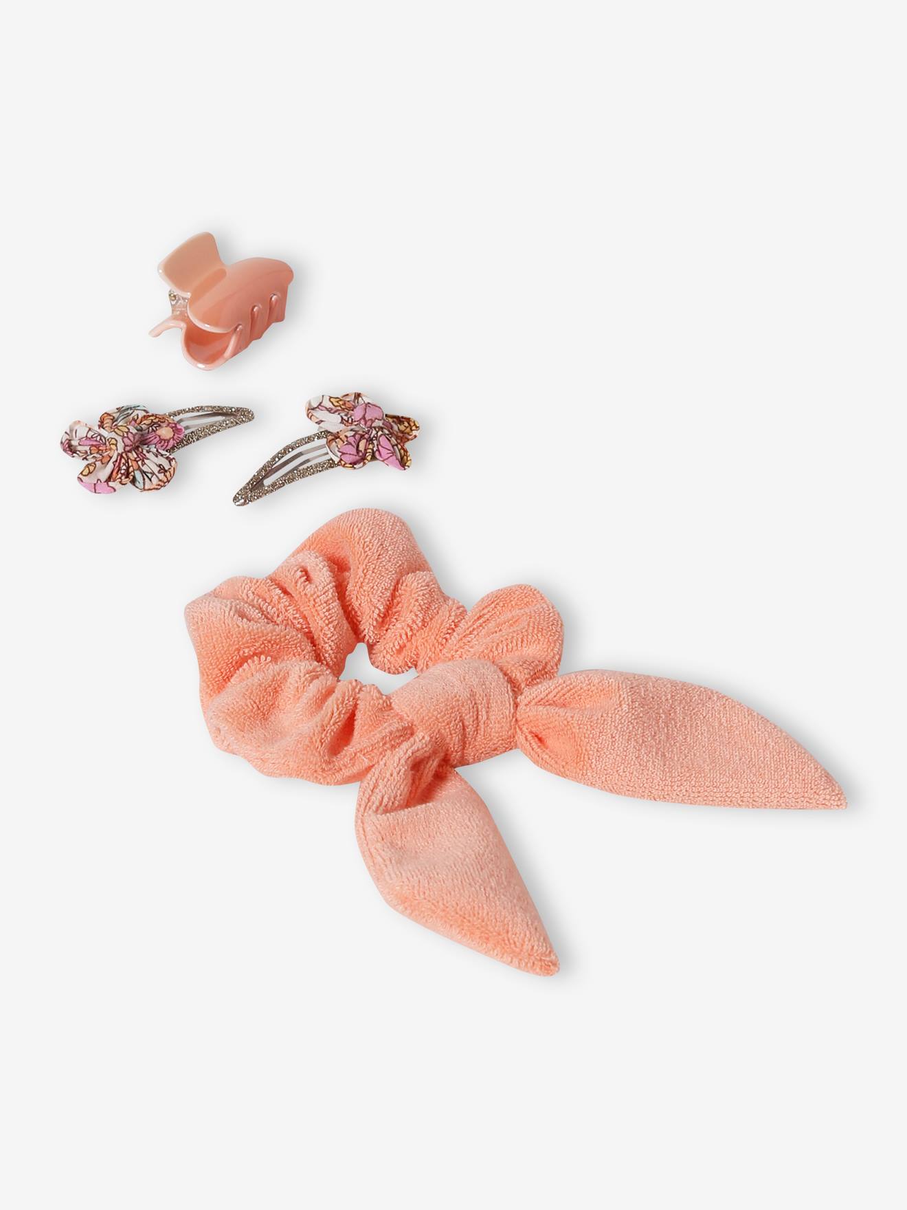 Lot d'accessoires pour cheveux - 4 pièces pêche