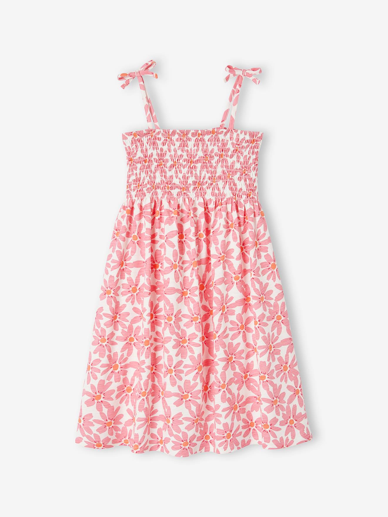 Robe smockée à bretelles fille rose