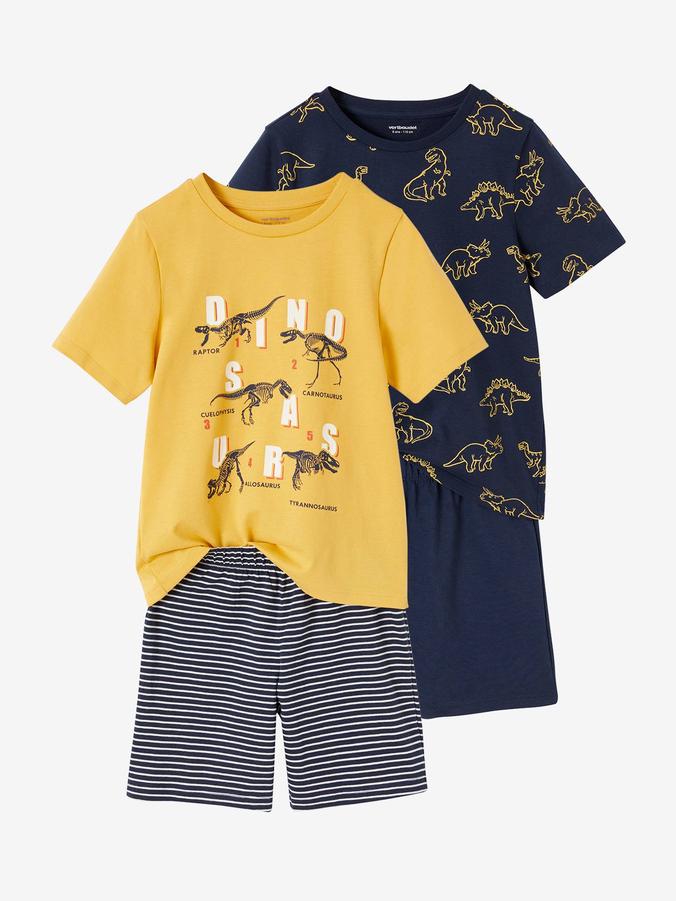 Lot de 2 pyjashorts dino garçon marine