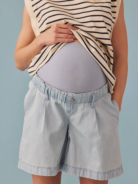 Short grossesse en jean effet paperbag ENVIE DE FRAISE denim bleached+stone 4 - vertbaudet enfant 