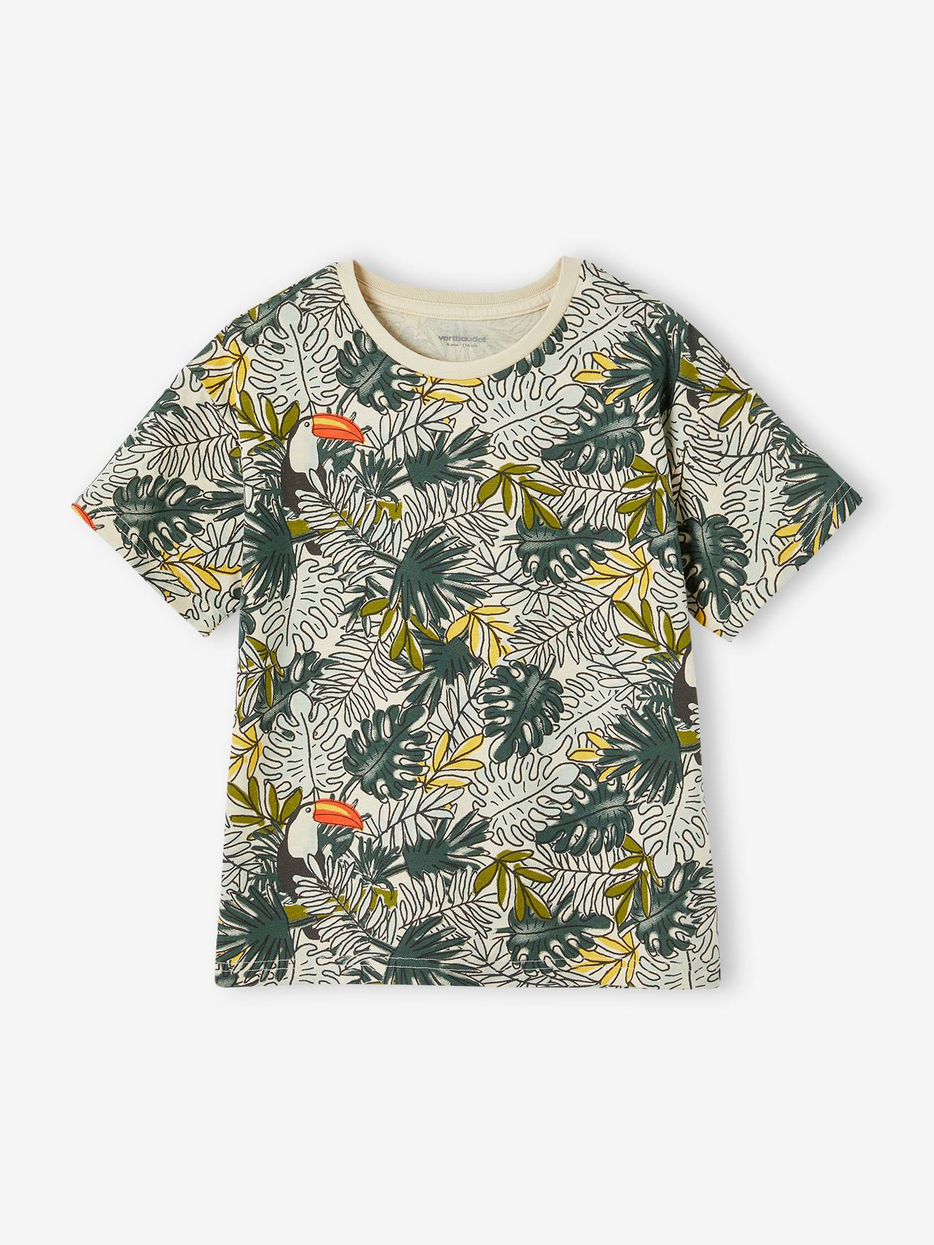 Tee-shirt motifs graphiques vacances garçon vert imprimé