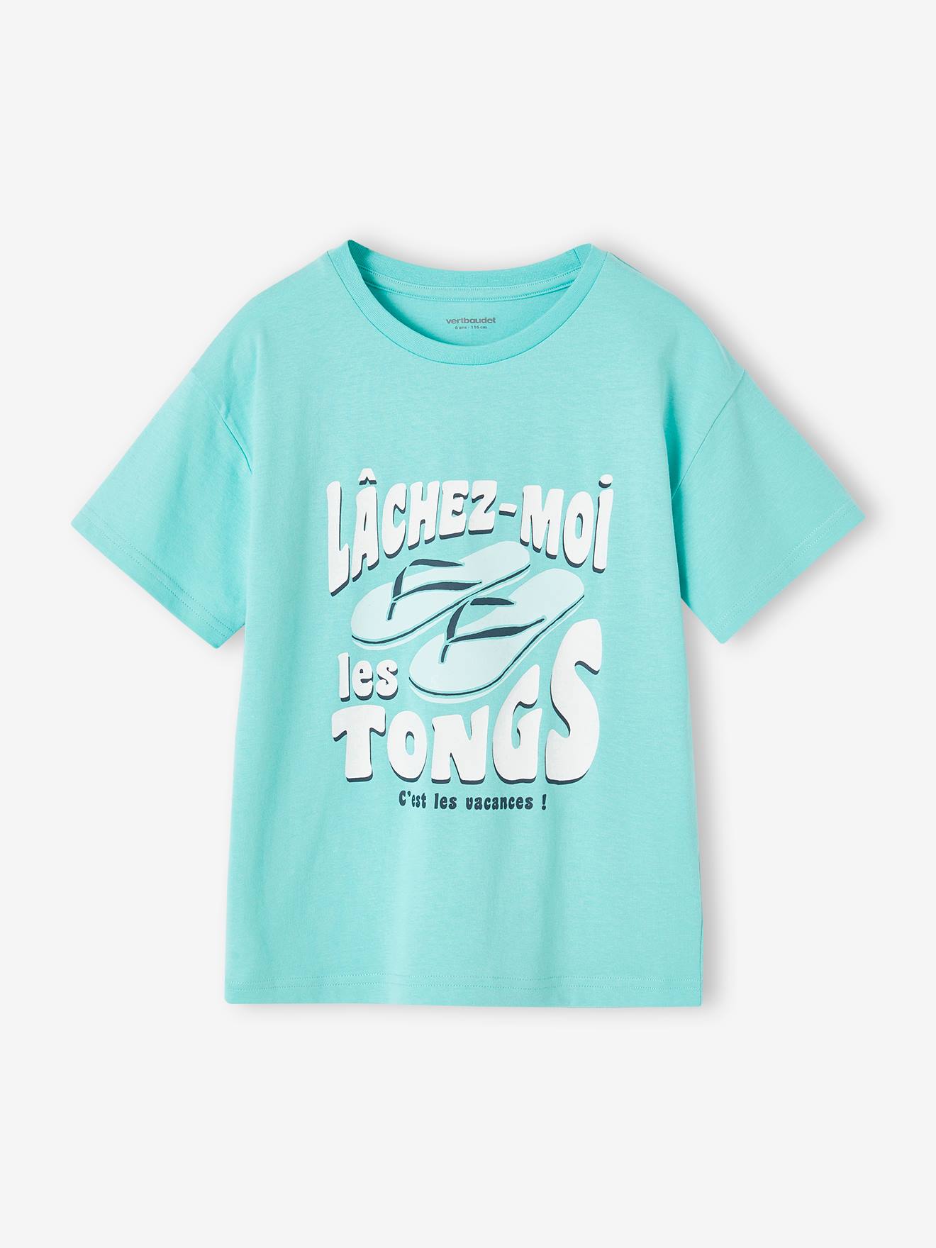 Tee-shirt motif vacances gaçon turquoise