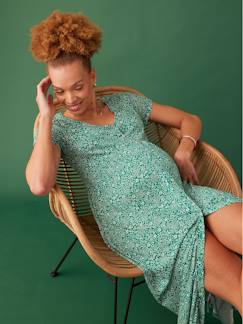 Vêtements de grossesse-Robe longue grossesse fluide boutonnée
