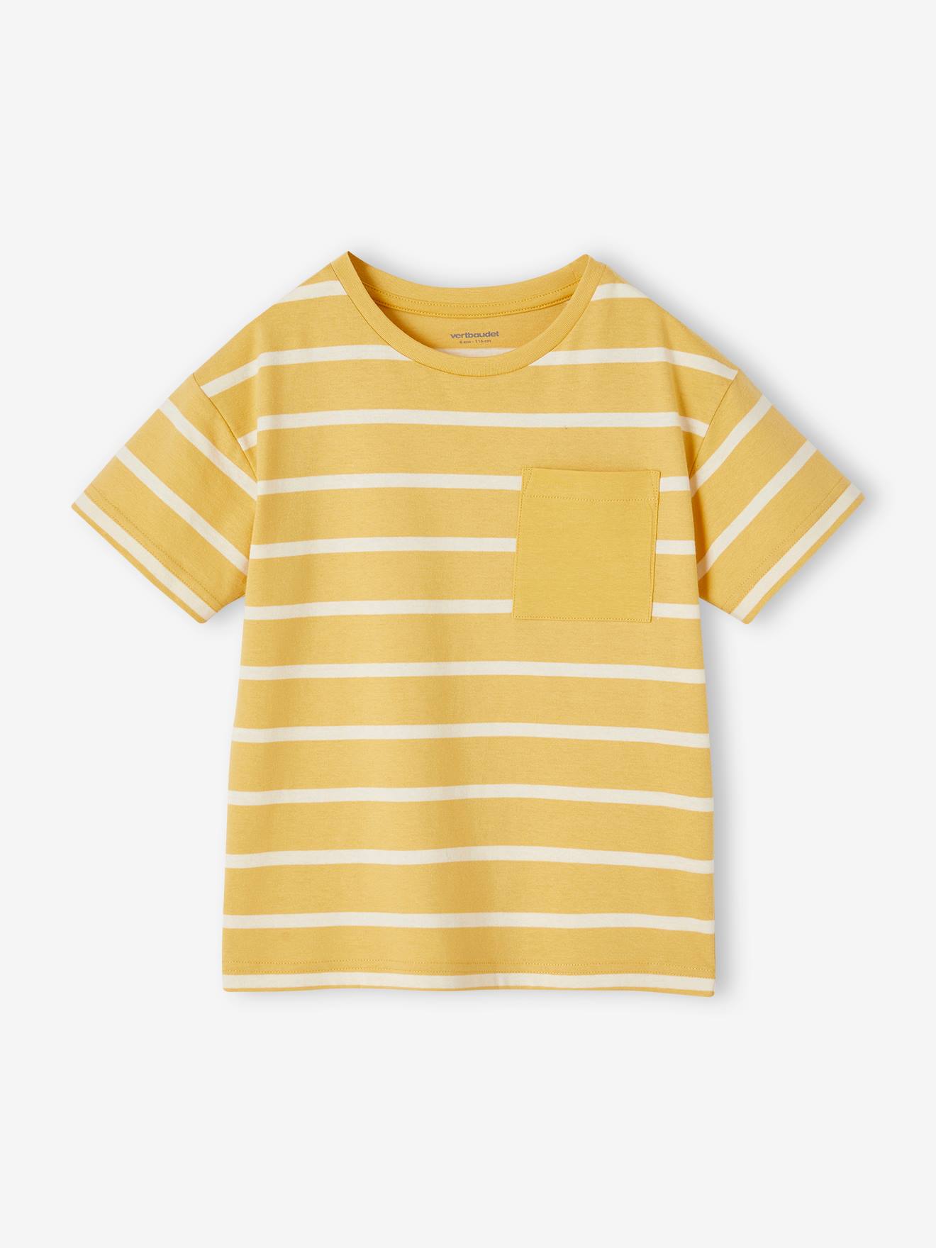 Vertbaudet - Tee-shirt rayé garçon personnalisable ocre