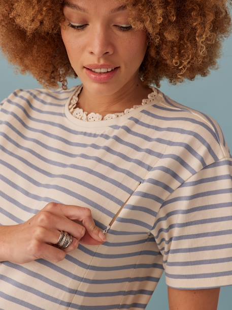 Tee-shirt grossesse style marinière bleu ciel 2 - vertbaudet enfant 