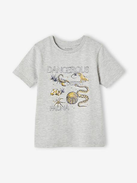 Tee-shirt Basics motifs animaliers garçon bleu ardoise+gris chiné 5 - vertbaudet enfant 