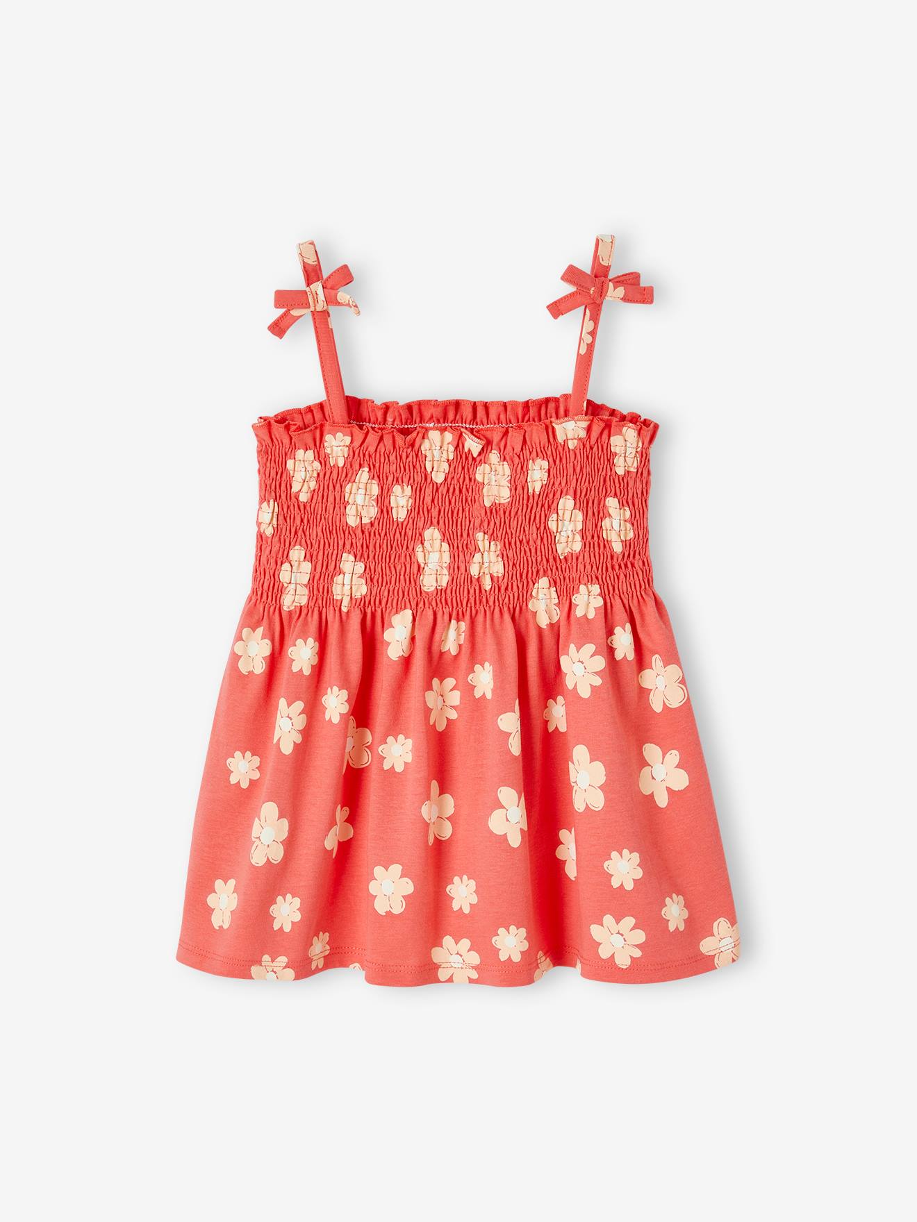 Débardeur à smocks imprimé fille rouge