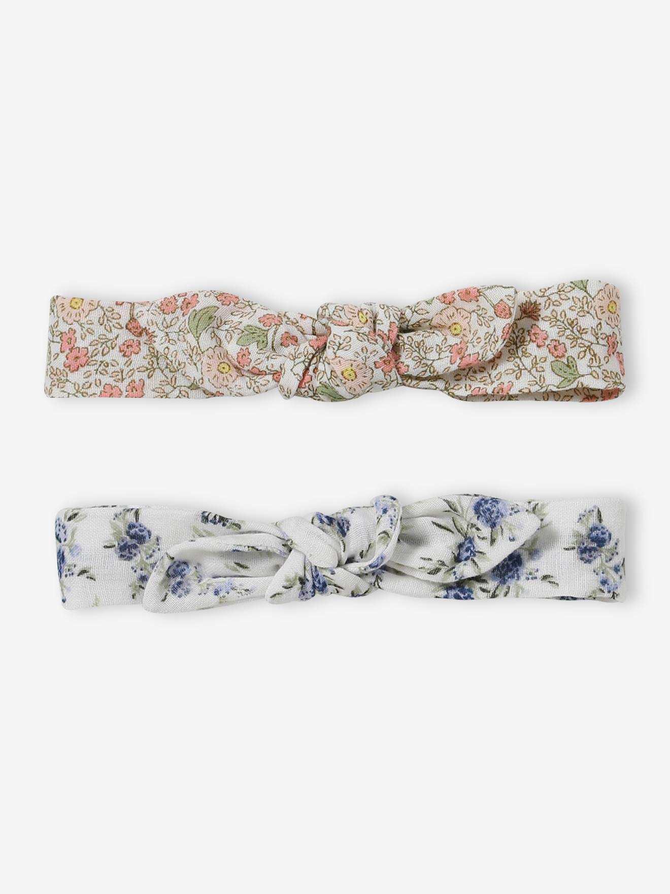 Lot de 2 headbands bébé fille fleuris effet noué vanille