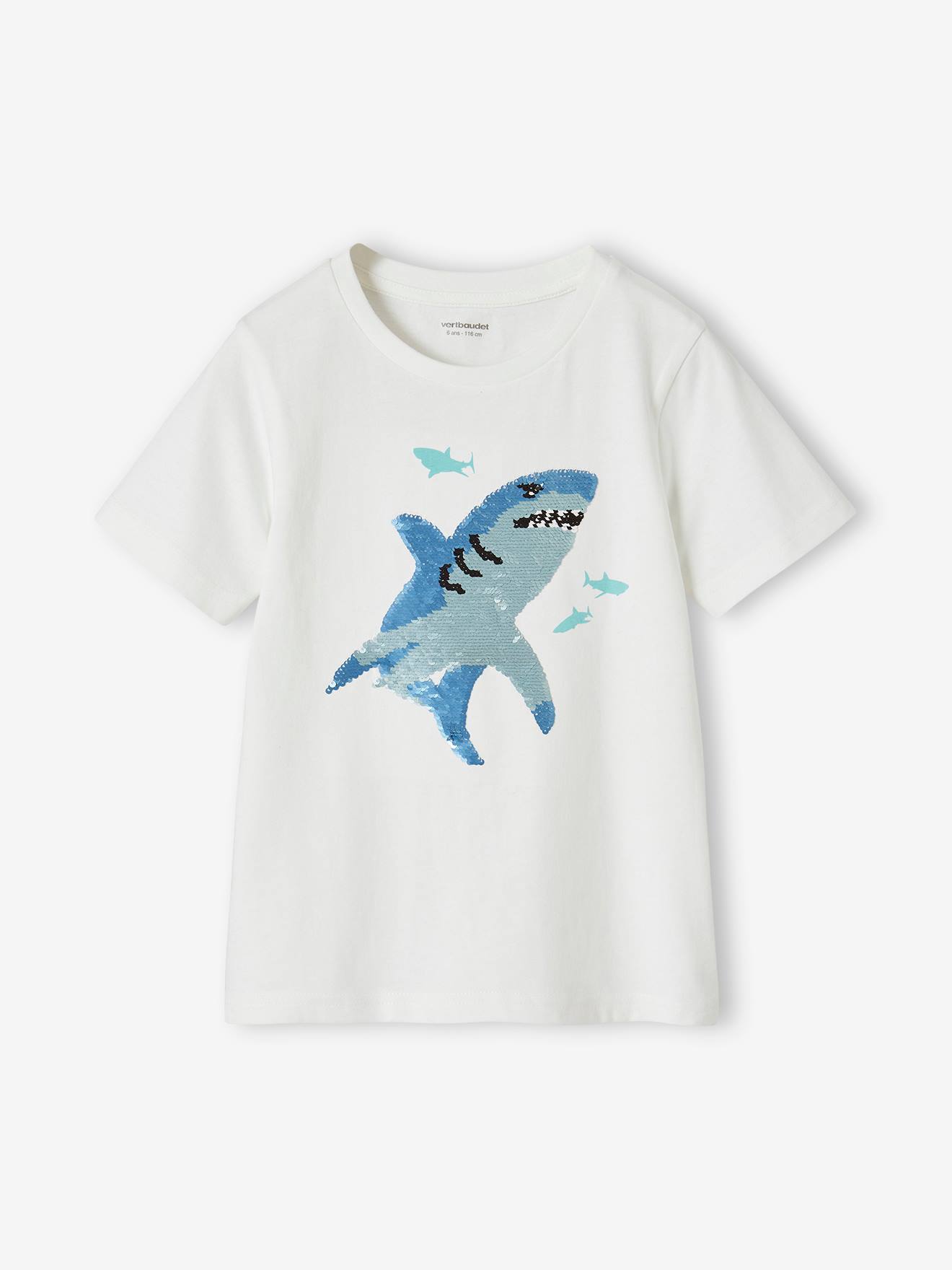Tee-shirt motif à sequins réversibles garçon blanc