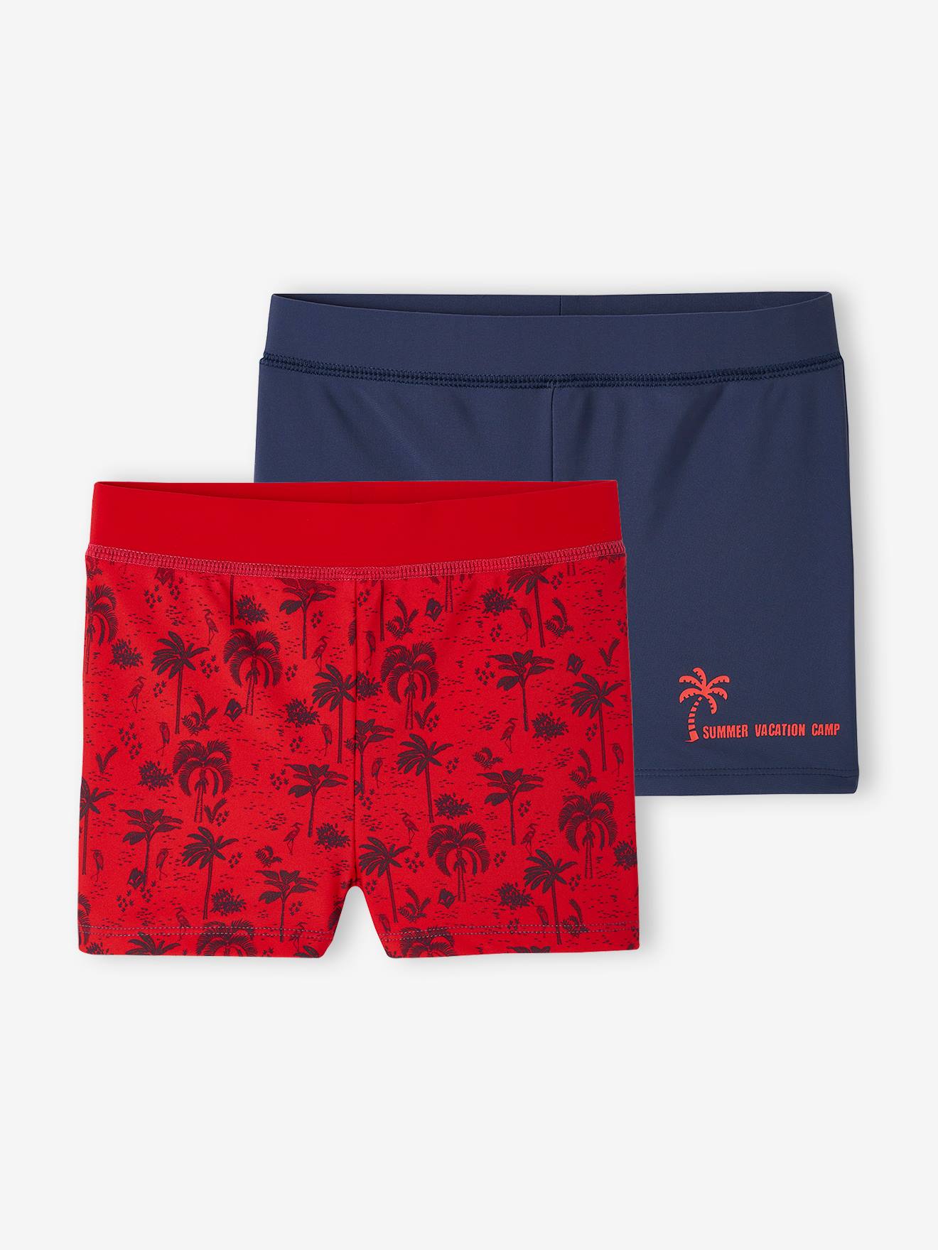 Lot de 2 shorties de bain garçon rouge imprimé