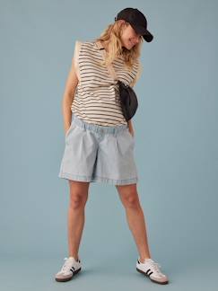 Vêtements de grossesse-Short-Short grossesse en jean effet paperbag