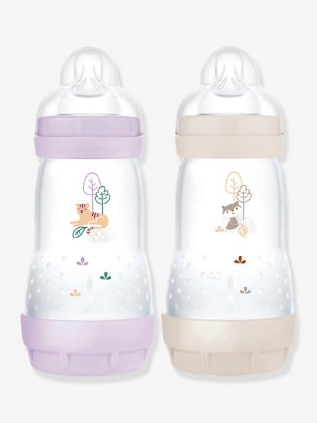Mam - Lot de 2 biberon Easy Start anti-colique 260 ml lilas/sable - Rose