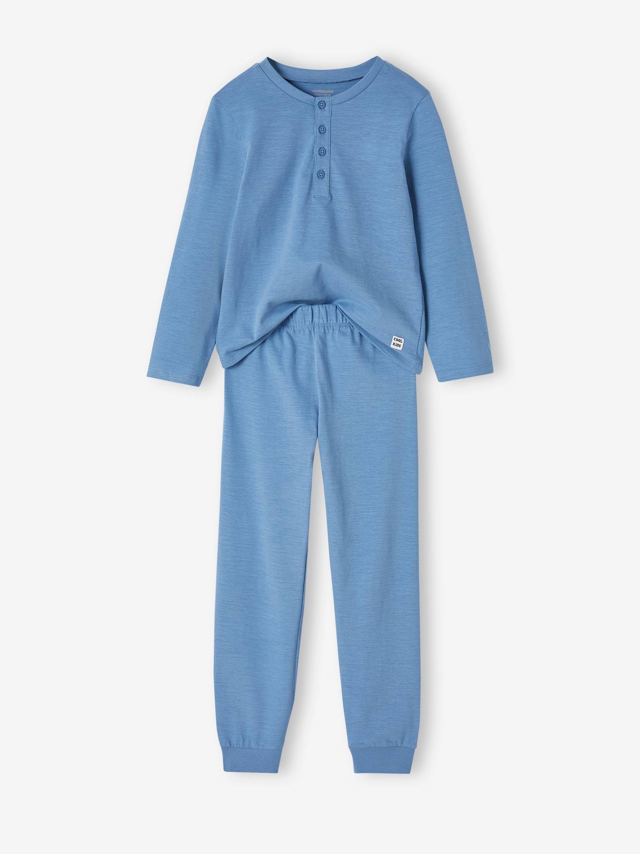 Pyjama garçon en maille flammée bleu jean