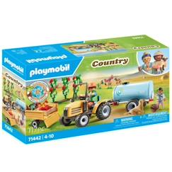 Jouet-Jeux d'imagination-Figurines, mini mondes, héros et animaux-PLAYMOBIL 71442 Fermier avec tracteur et citerne - Country - Dès 4 ans