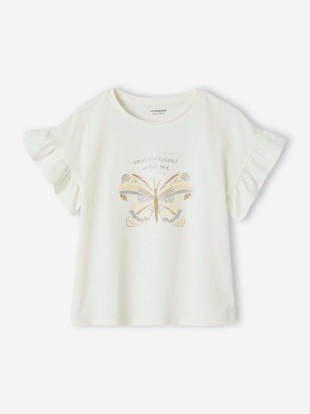 Tee-shirt motif à sequins fille écru