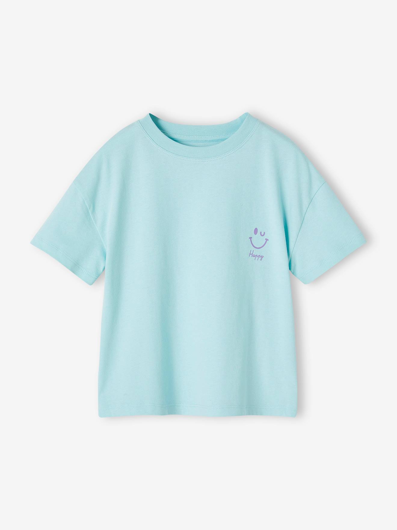 Tee-shirt uni Basics fille manches courtes turquoise