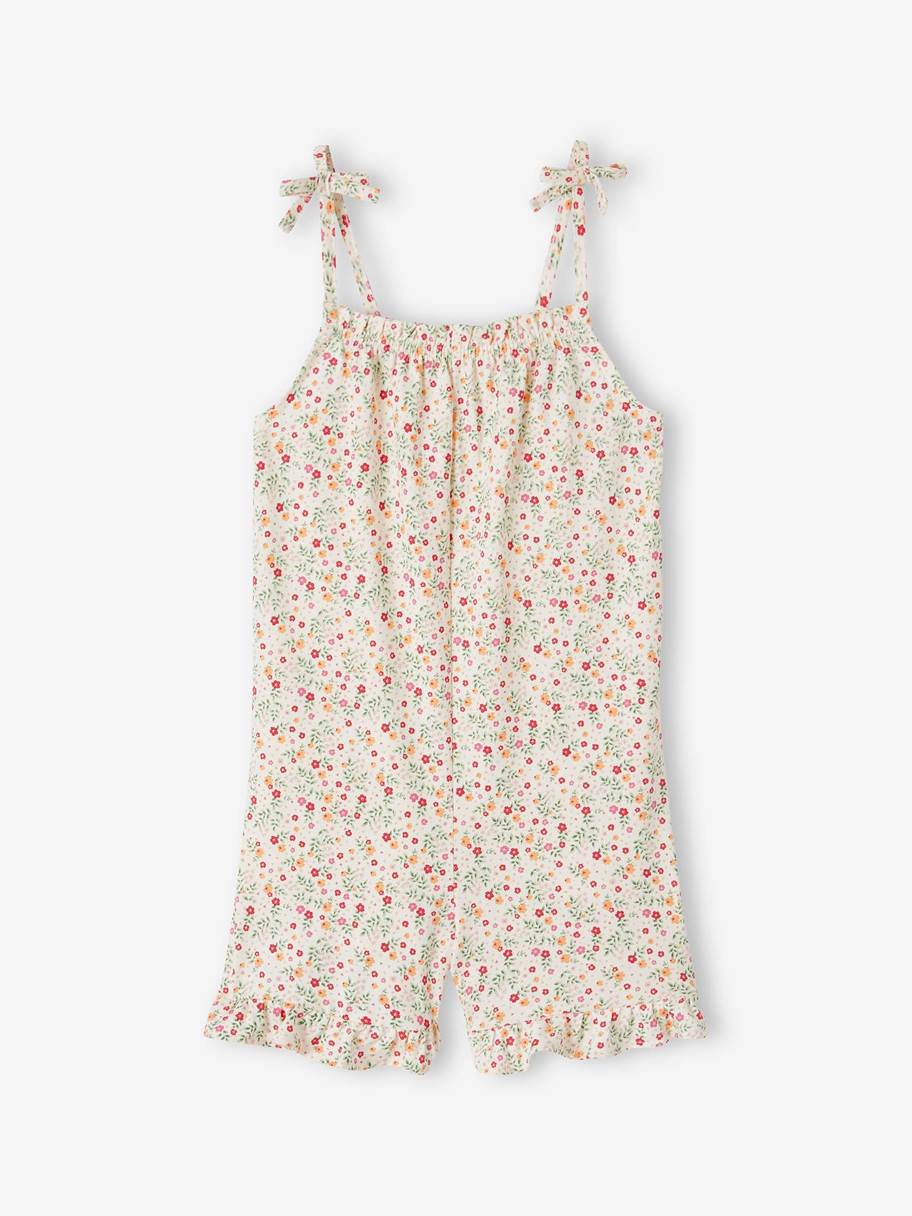 Combishort à volants fille blanc imprimé