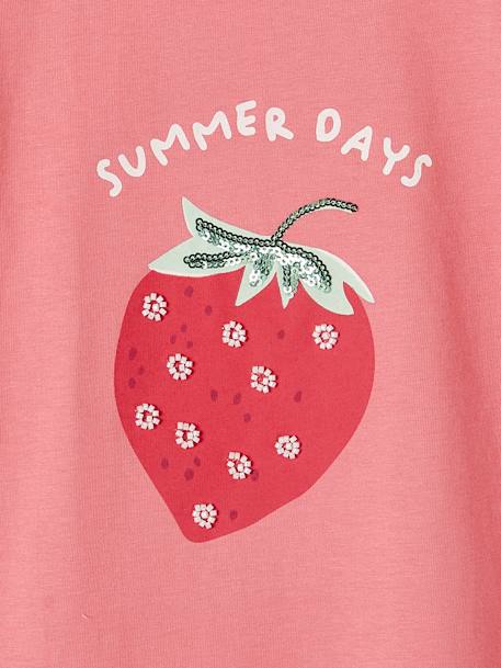 Tee-shirt motif à sequins fille écru+fraise+mandarine 6 - vertbaudet enfant 