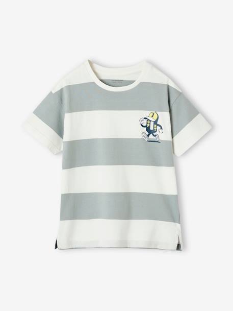 Garçon-Vêtements de sport-Tee-shirt sport mascotte à large rayures garçon