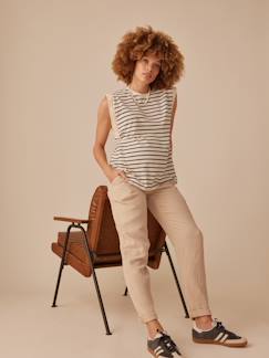 Vêtements de grossesse-Pantalon-Pantalon grossesse en gaze de coton style paperbag