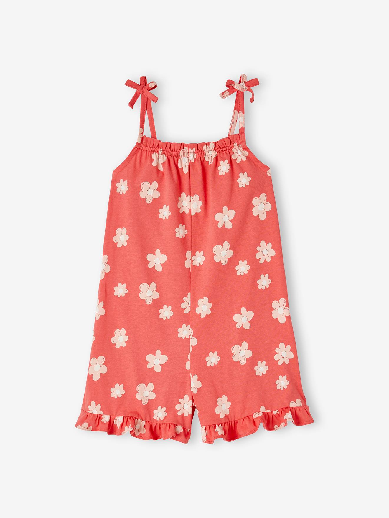 Combishort à volants fille rouge