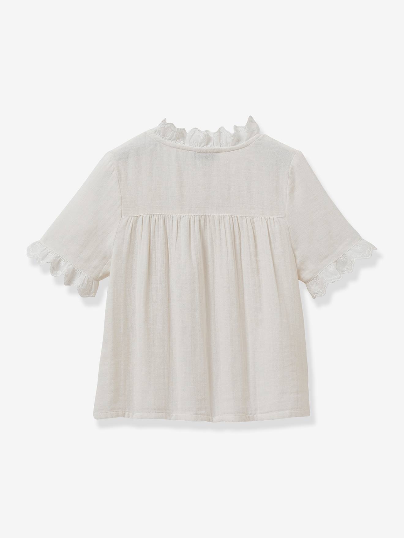 Chemise Fille En Gaze Coton Bio Cyrillus Écru