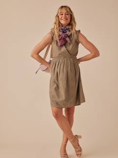 -Robe courte grossesse en broderie anglaise manches volantées