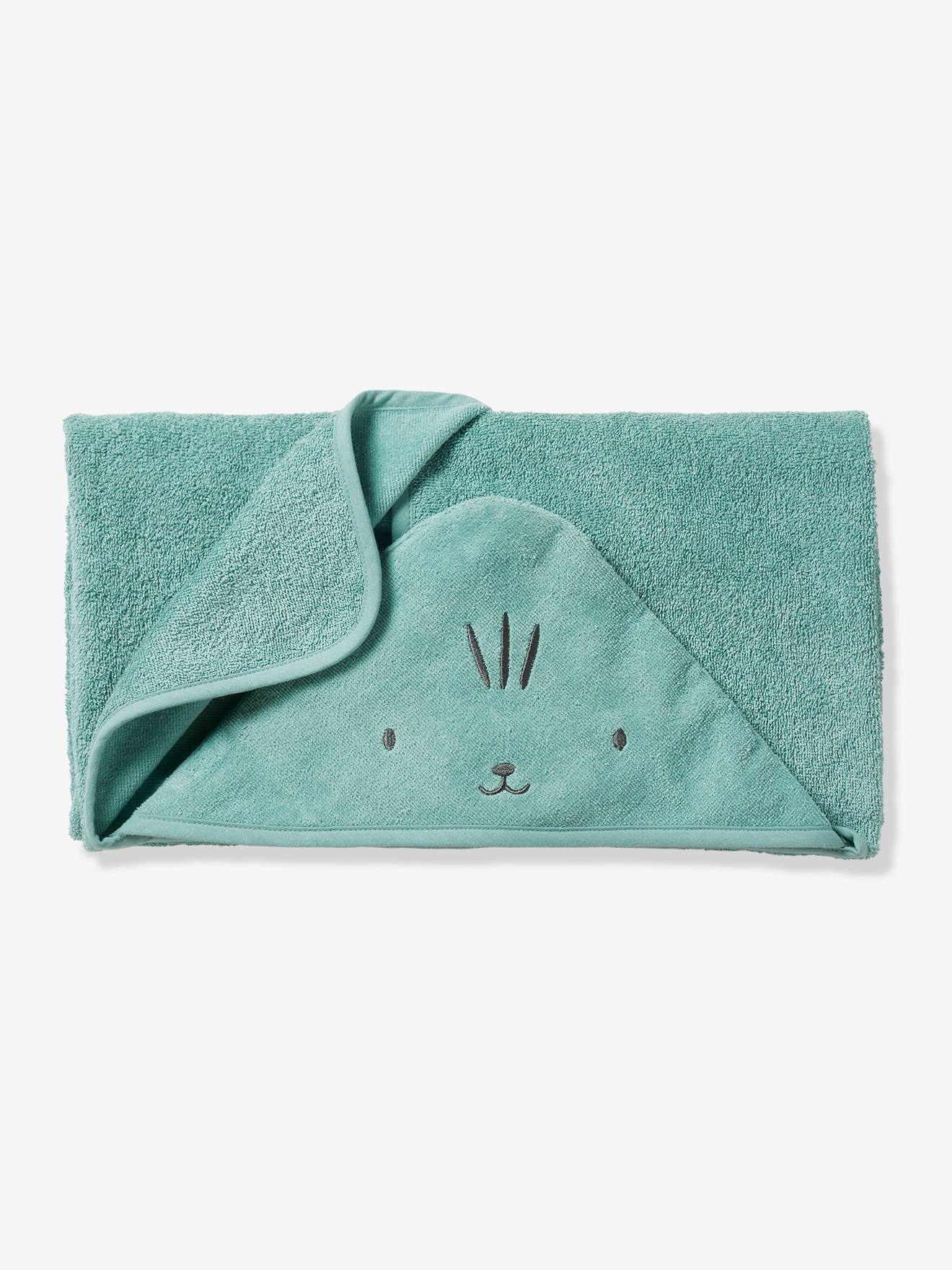 Cape de bain / Serviette à capuche Bébé et Enfant, avec coton recyclé vert (Vertbaudet) - Image 1