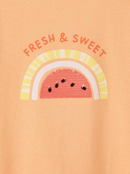 Tee-shirt motif à sequins fille écru+fraise+mandarine 11 - vertbaudet enfant 