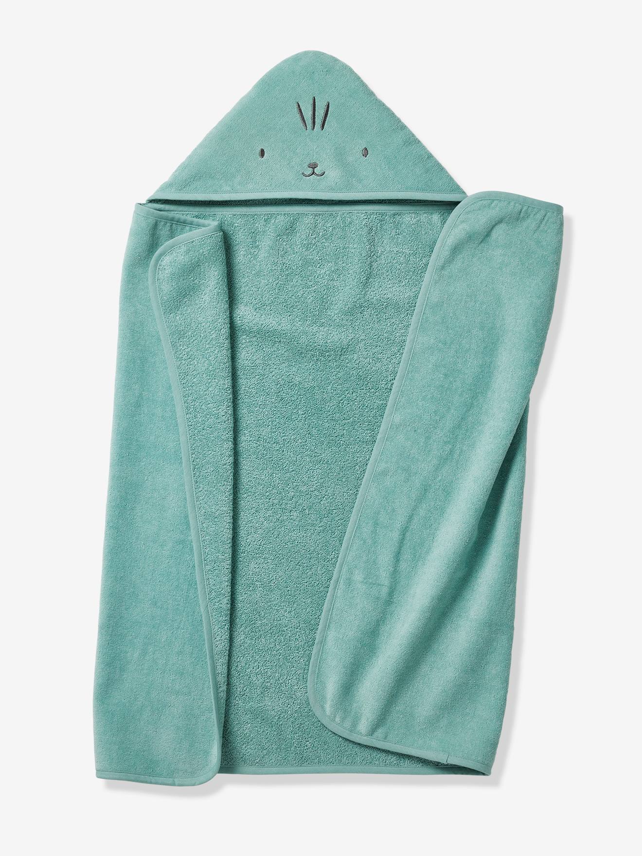 Cape de bain / Serviette à capuche Bébé et Enfant, avec coton recyclé vert