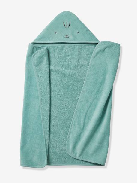 Vertbaudet - Cape de bain / Serviette à capuche Bébé et Enfant, avec coton recyclé vert