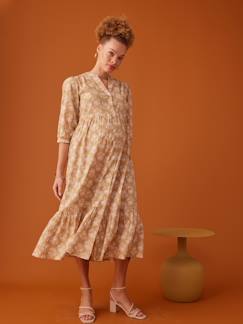 Vêtements de grossesse-Robe longue boutonnée esprit bohème