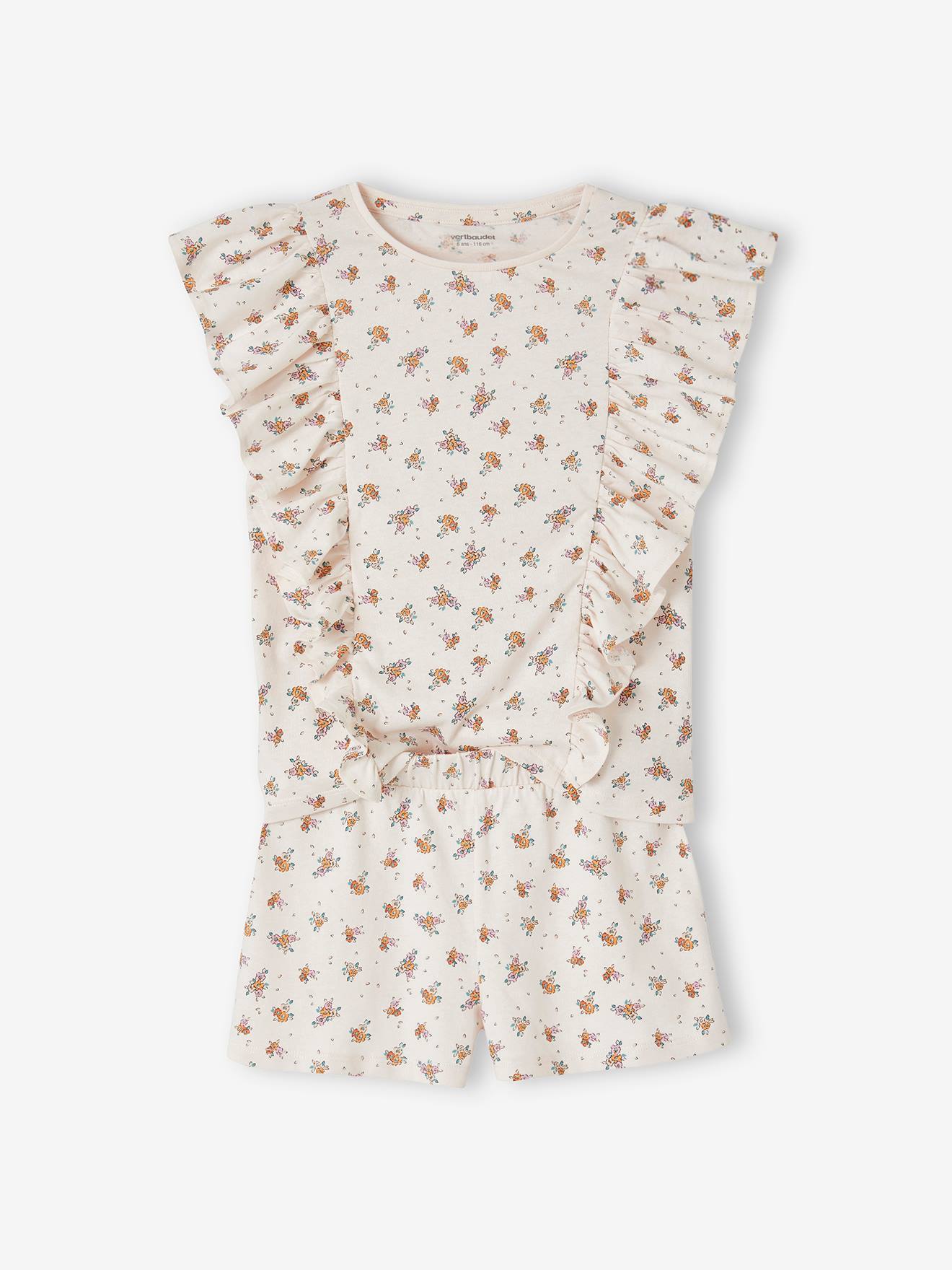 Ensemble tee-shirt et short fille rose pâle