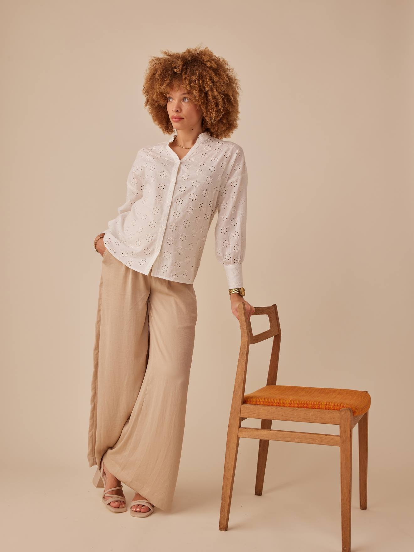 Chemise grossesse en broderie anglaise ENVIE DE FRAISE écru