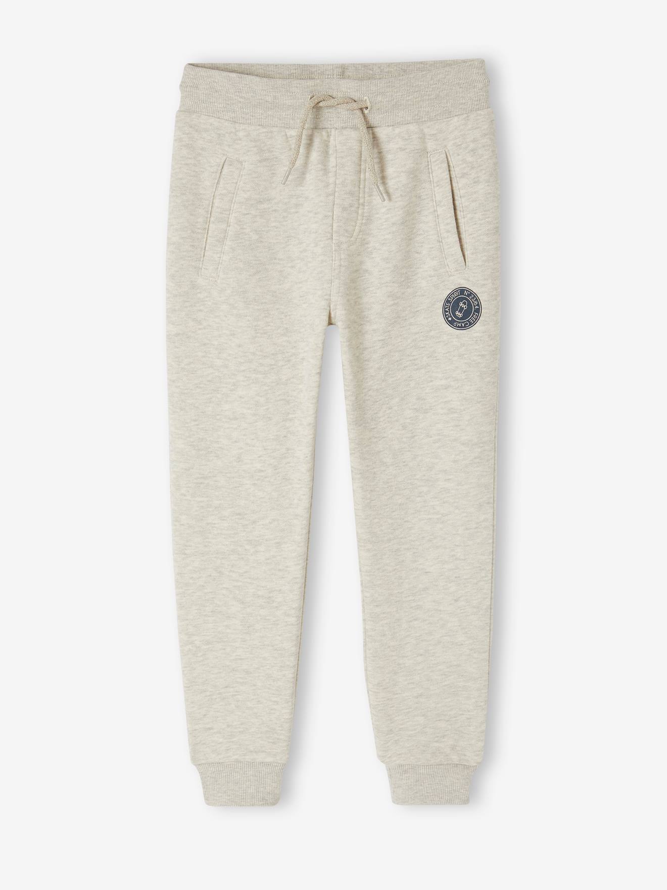 Pantalon jogging Basics garçon en molleton blanc chiné