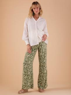 Vêtements de grossesse-Pantalon-Pantalon fluide grossesse motif fleurs