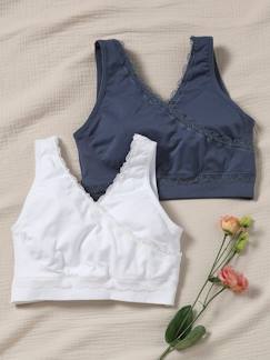 Vêtements de grossesse-Lot de 2 brassières croisées grossesse et allaitement finition dentelle