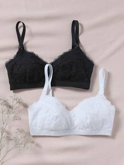 Vêtements de grossesse-Lot de 2 brassières d'allaitement microfibre et dentelle