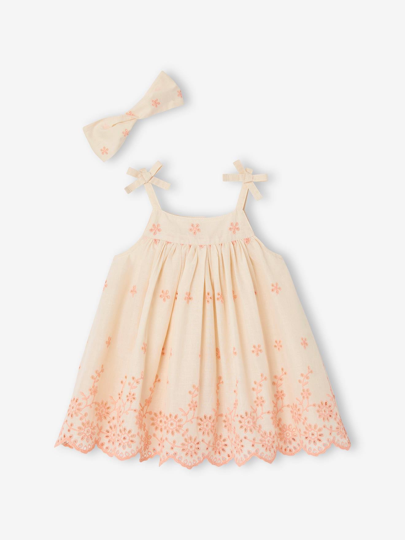 Robe brodée et son bandeau assorti bébé écru (Vertbaudet) - Image 2