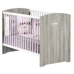 Chambre et rangement-Lit bébé à barreaux - 120 x 60 cm - Babyprice Smile - Chêne silex - Blanc