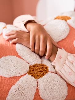 Linge de maison et décoration-Coussin carré fleurs à pompons