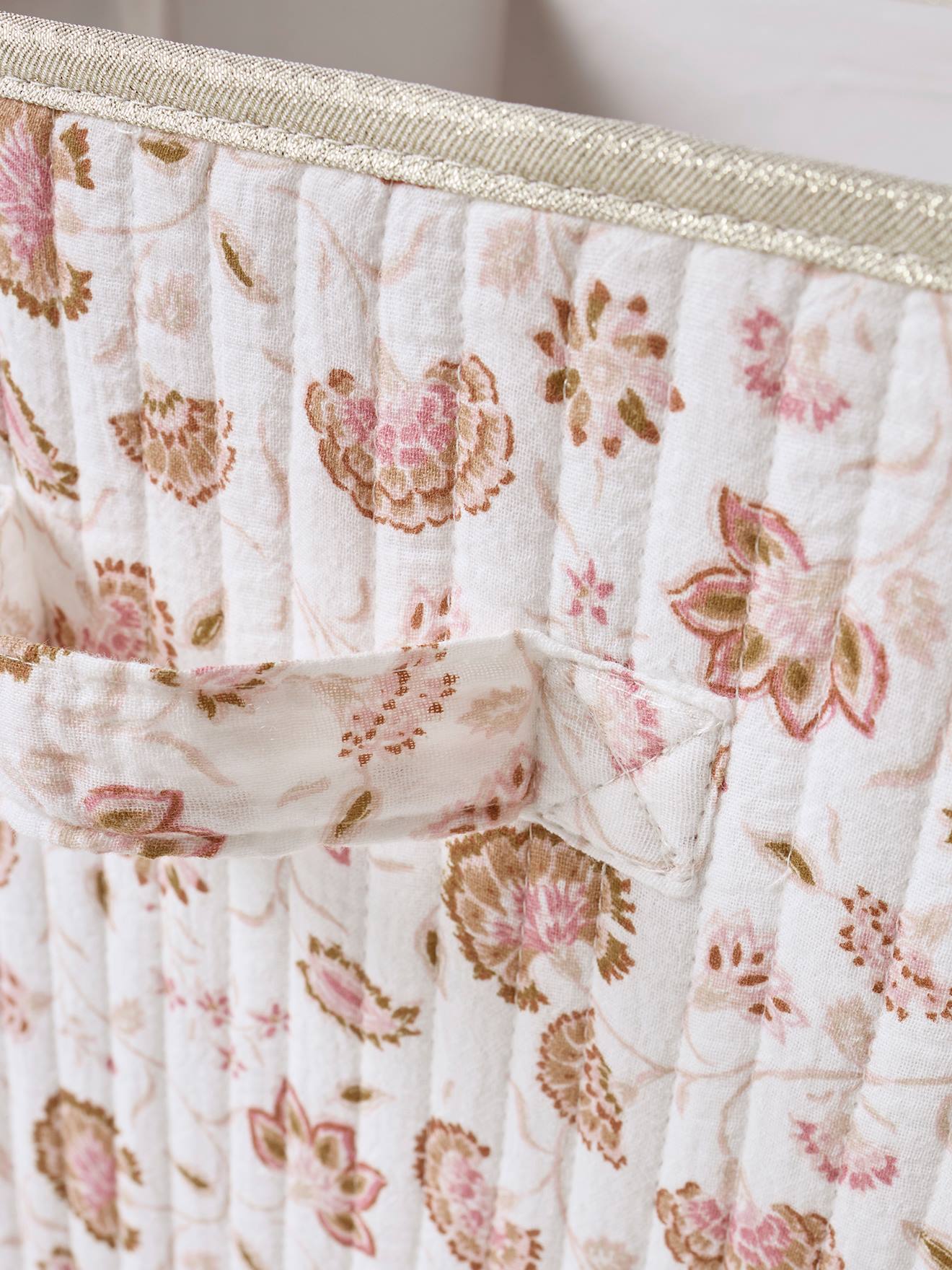 Lot de 2 bacs de rangement imprimé Fleurs Indienne Folk rose imprimé (Vertbaudet) - Image 2