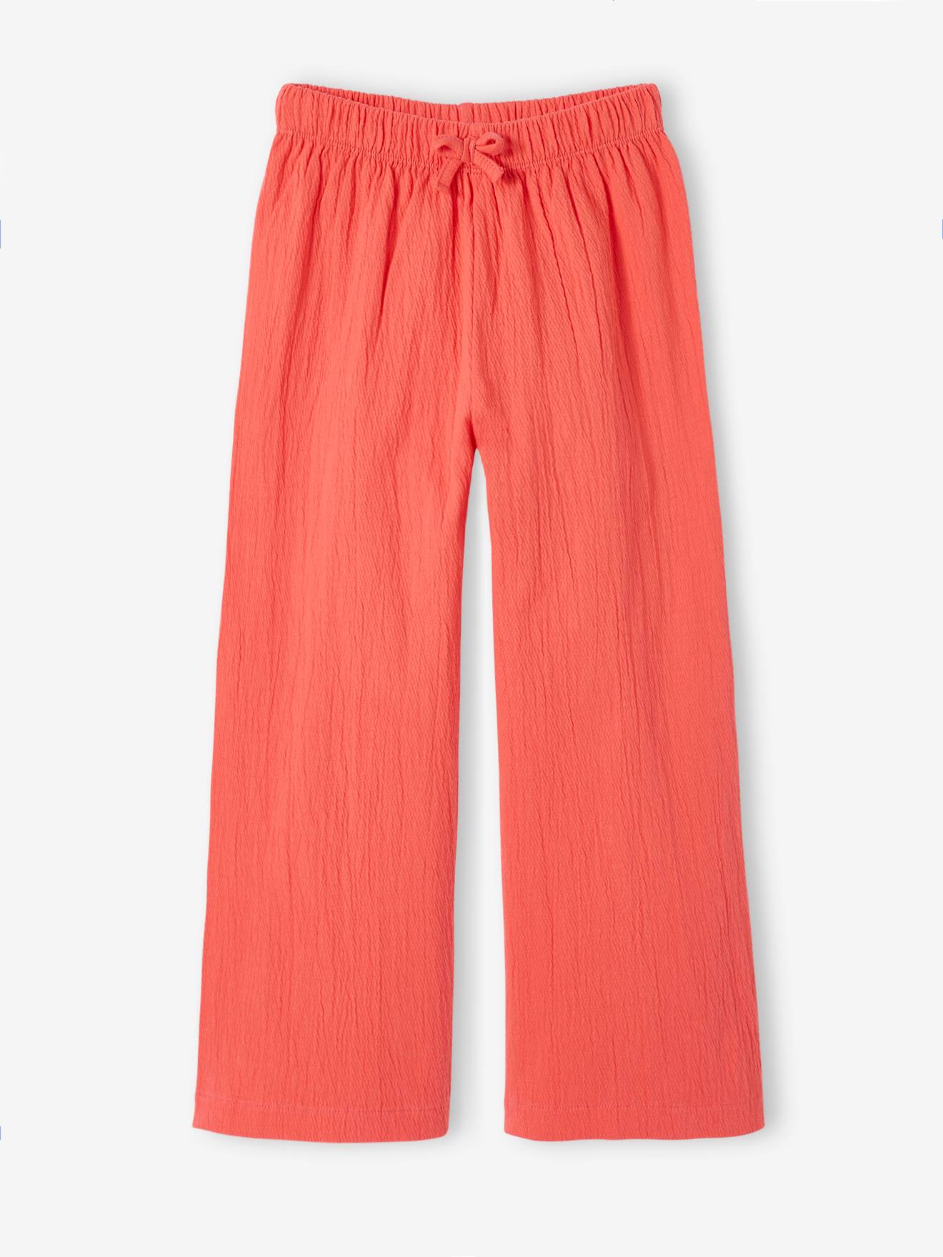 Pantalon legging large fille corail