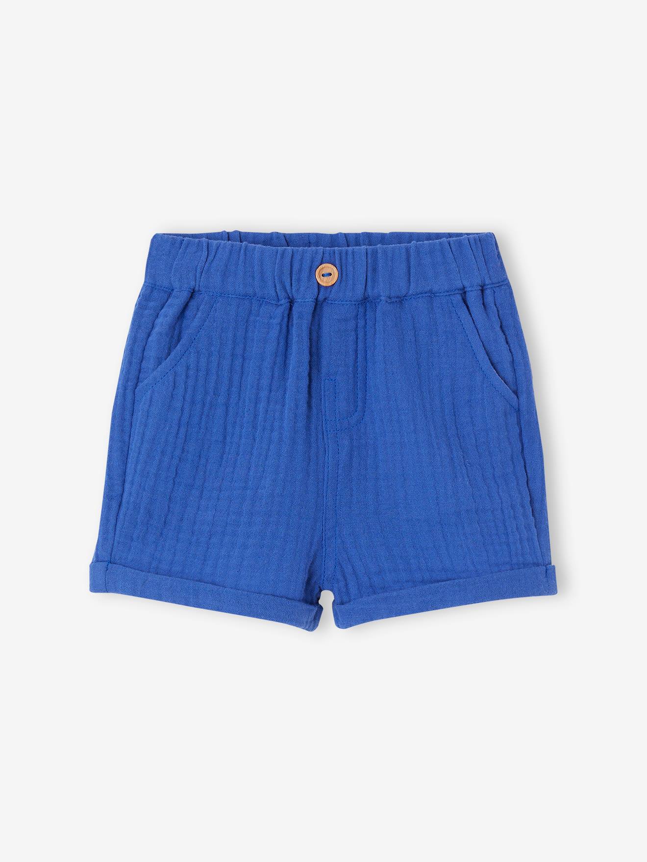 Short en gaze de coton bébé bleu roi